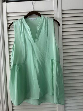 Amanda Uprichard Mint Green Sleeveless V-Neck Blouse